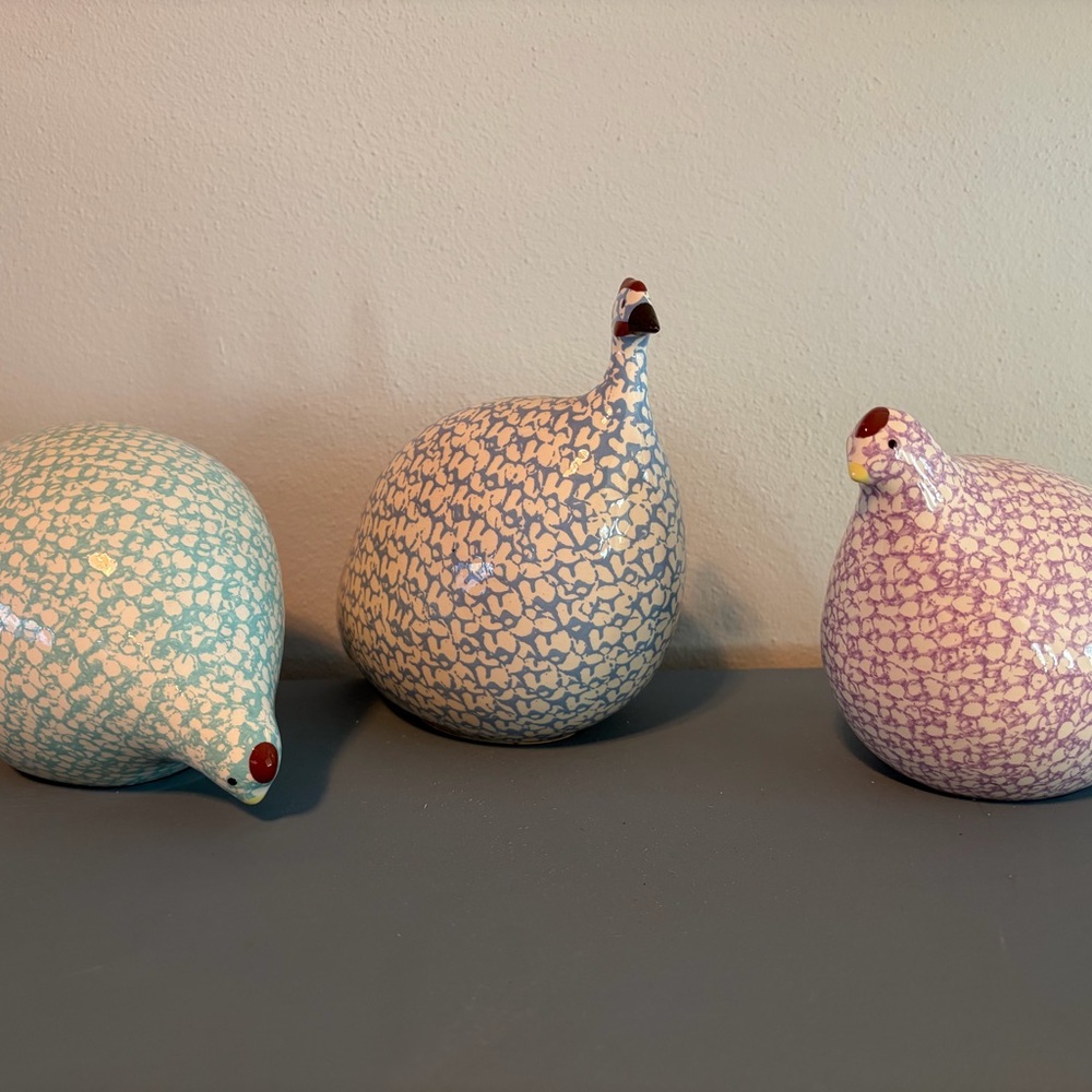 LA PINTADE CERAMIC 'GUINEA HENS' set of 3- Rare